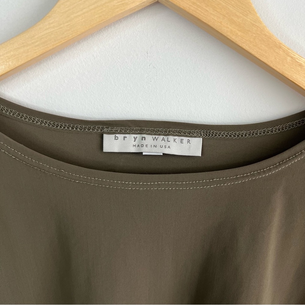 Bryn Walker XL Top Blouse Boxy Relaxed Fit Poncho Lagenlook Nylon Green Gray - Picture 4 of 8